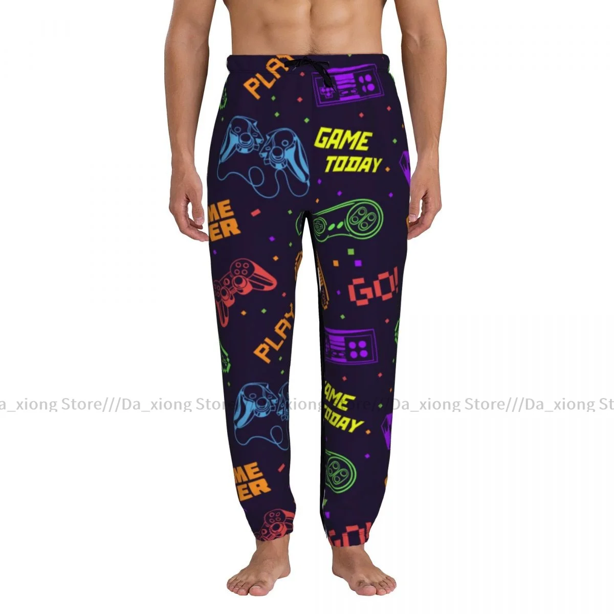 Men Sports Pants Male Casual Loose Trousers Colorful Video Game Pattern Sportpants