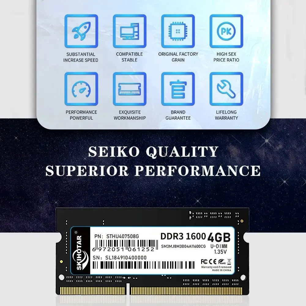 SKIHOTAR DDR3 SoDimm Ram Notebook Memory Module DDR3 4GB 8GB 1333MHZ 1600MHZ PC4 Memoria RAMS