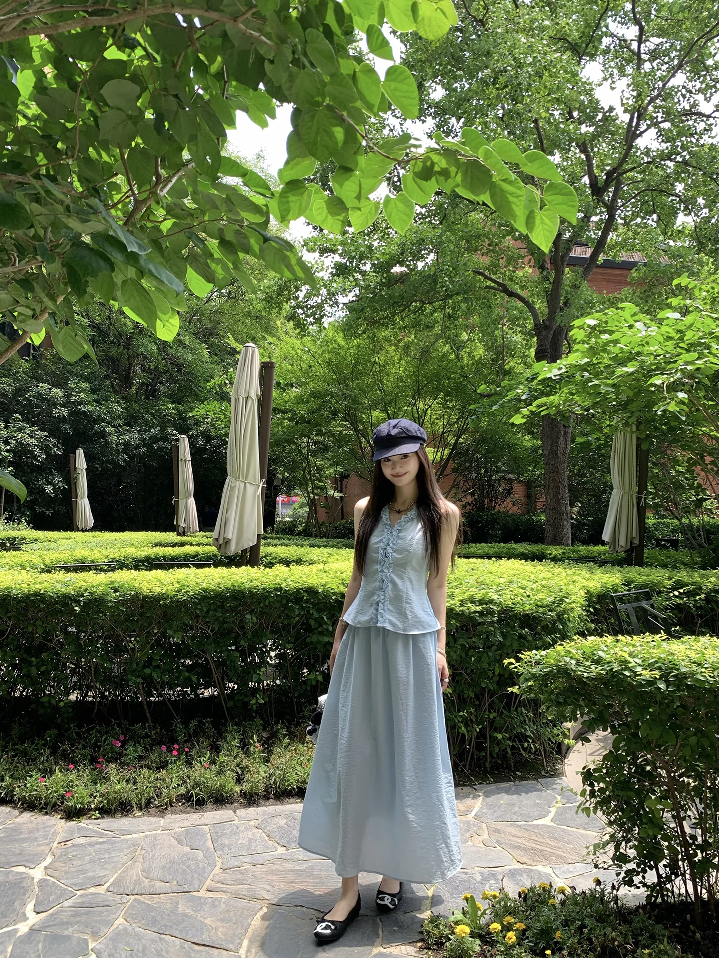 

Модный летний женский костюм-двойка Anneop Sweet Pomelo: универсальный топ и длинная юбка-комбинация с V-образным вырезом