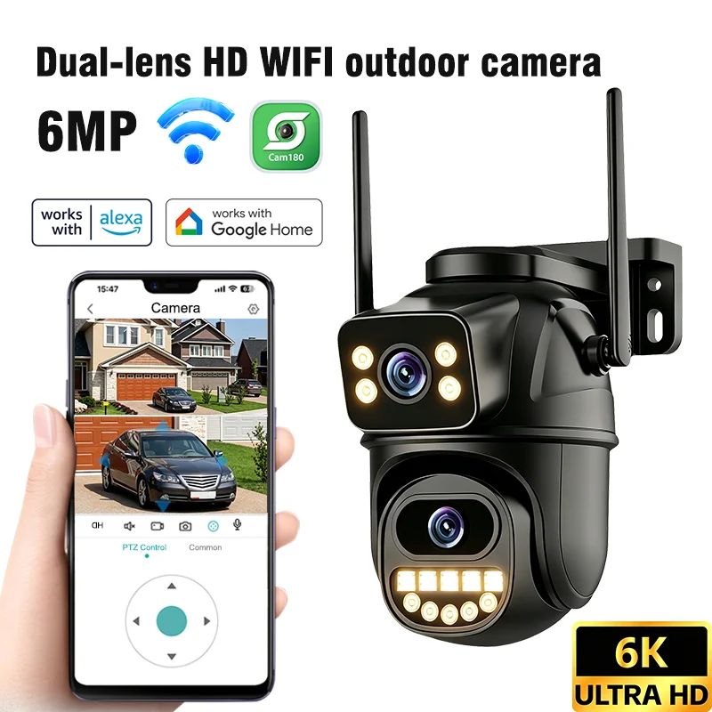 New 2.4g 3mp Wifi Surveillance Camera, Dual Lens 4x Digital Zoom Ai Human Detect Onvif Outdoor Security Ptz Ip Cameras