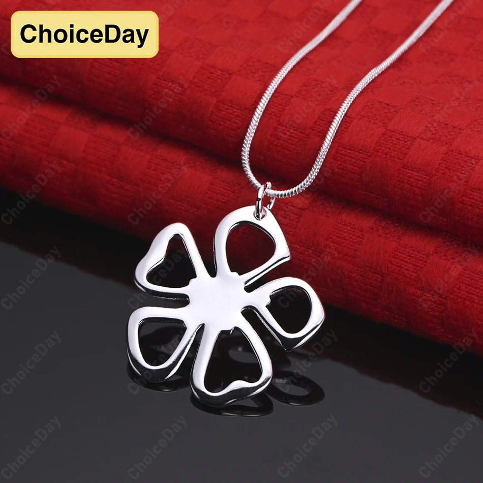 

ChoiceDay Fashion 925 Sterling Silver Exquisite Flower Pendant Necklace Women's Jewelry Party Accessories Gift