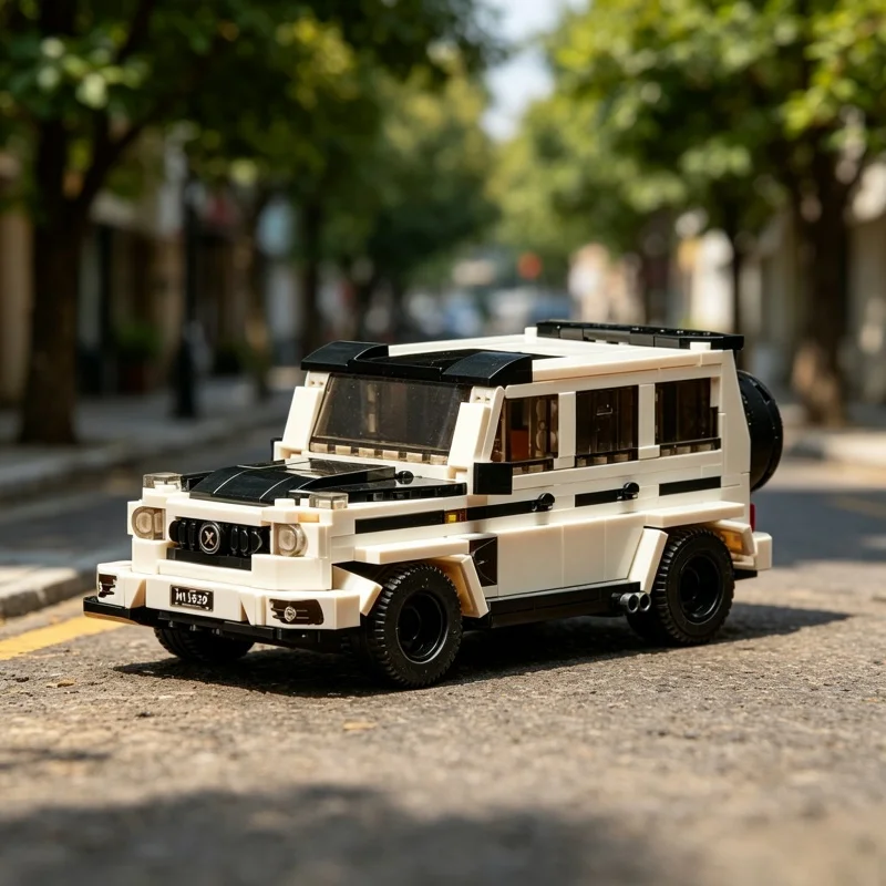 

2026 New White Off‑Road Vehicle Building Block Model Creative Desktop Ornament Adult Stress Relief Assembly Toy