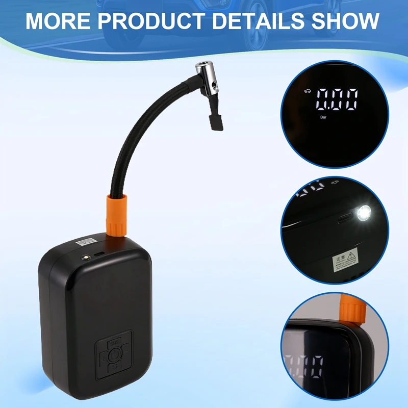 Portable Car Air Pump USB Charging Wireless Intelligent Digital Display Tire Inflator Electric Tire Inflator