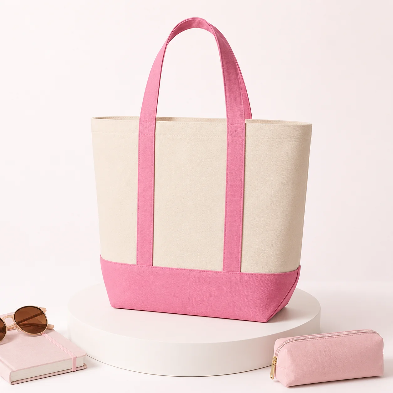Women's Colorblock Canvas Tote - Travel Accessories Pink recension och pris