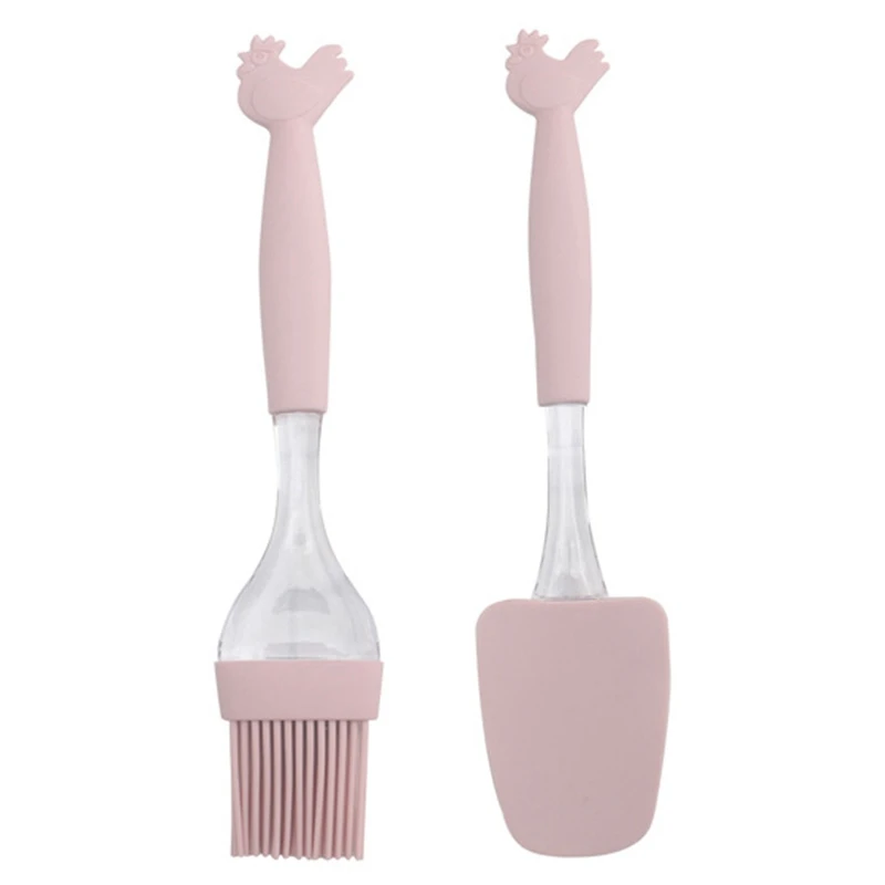 2PCS/Set Silicone Cream Scraper Brush DIY Bread Cake Butter Spatula Mixer Oil Brush Kitchen Baking Brush