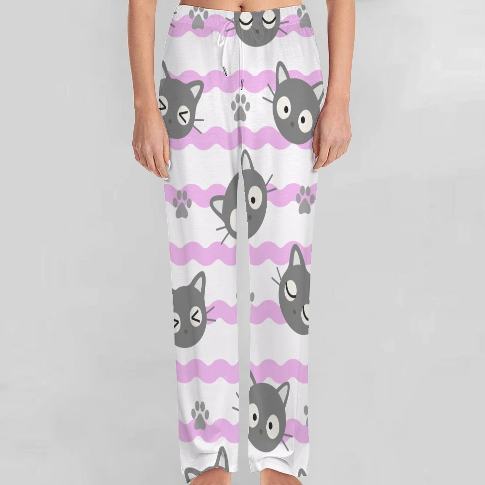 Pantalon de pyjama de dessin animé de chats mignons pour hommes et femmes, pantalon de salon super doux, bas de pyjama unisexe pour le sommeil avec poches, cordon de serrage de proximité