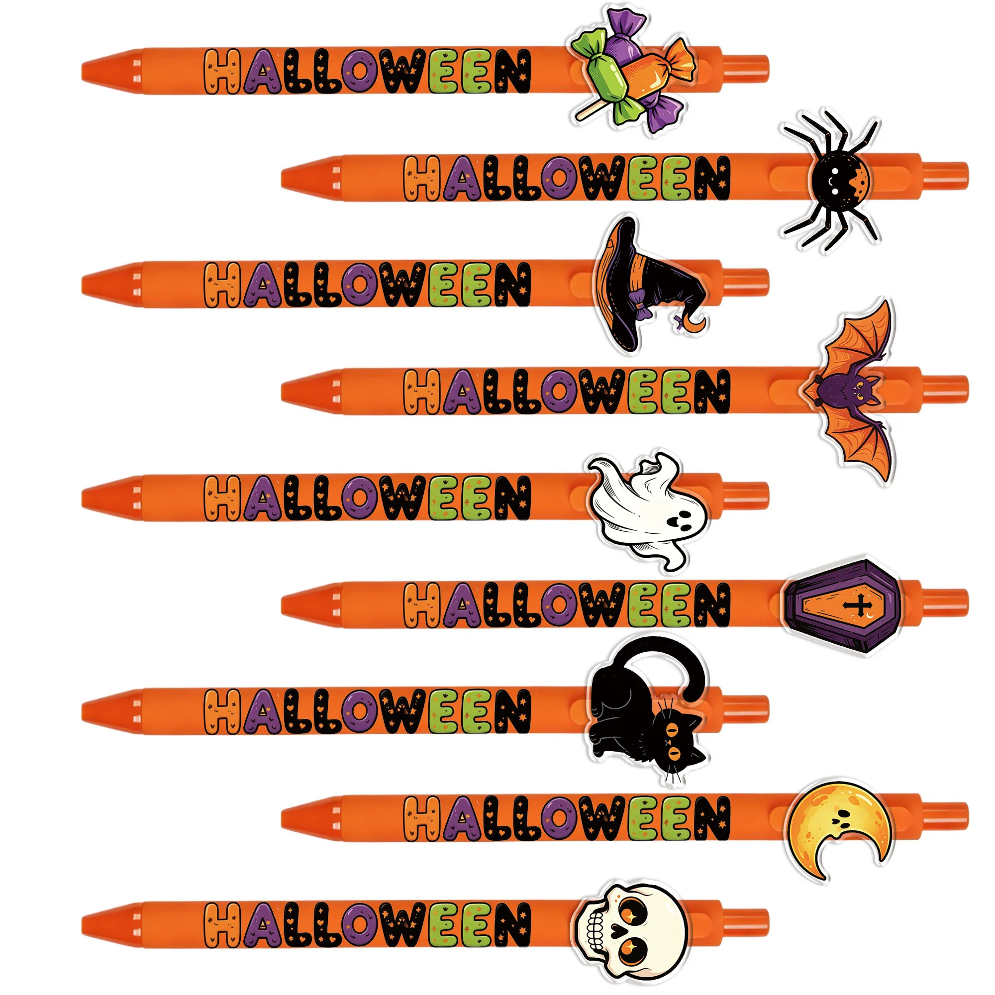 8PCS/14PCS Halloween festival press the ballpoint pen orange rod to smoothly brush the question pen gift pen random pattern