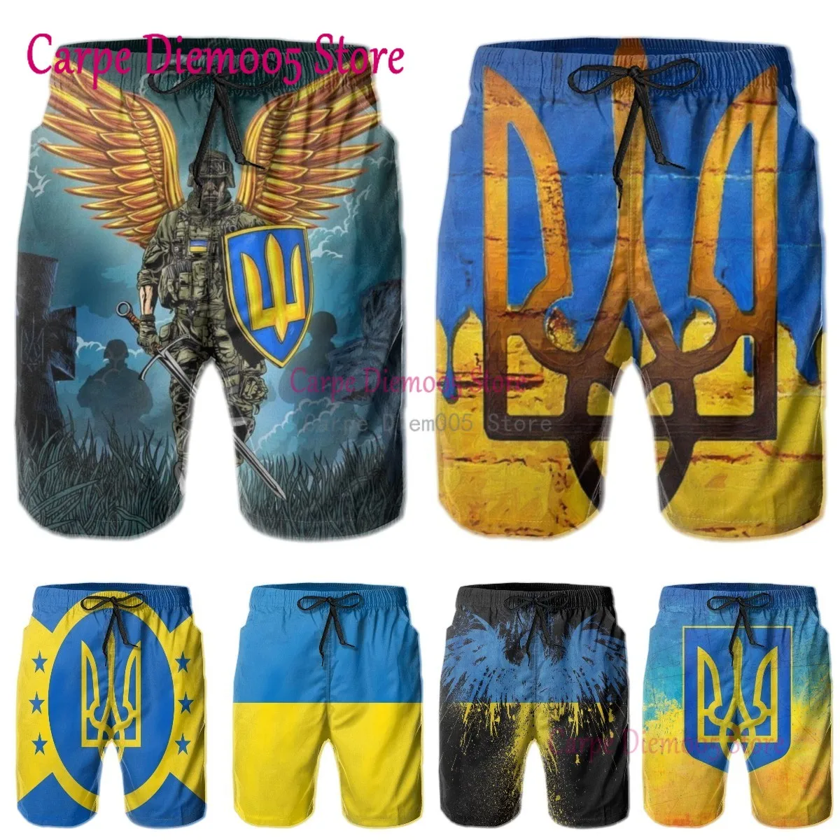 Ukraine Fashion Men\'s Shorts Beach Pants Surf Shorts Quick-Drying Swimming Trunks