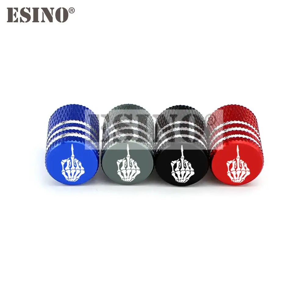 4 x Car Styling Aluminum Alloy Skull Middle Finger Wheel Tire Valve Caps Wheel Tire Valves Tyre Stem Air Caps Airtight Covers