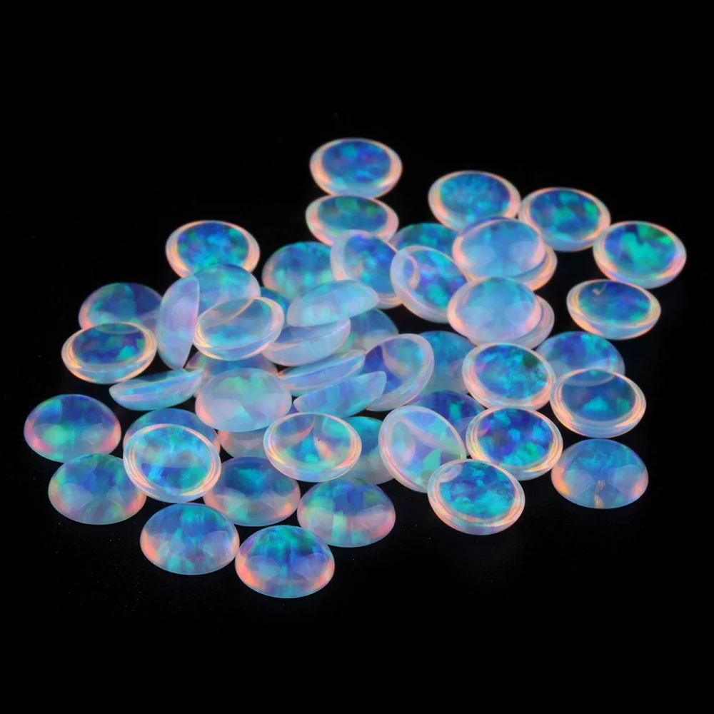 20 Stks/zak Ronde Platte Achterkant Kralen Voor Sieraden Maken Synthetische Jelly Opal 2Mm 8Mm Kleurrijke Cabochons