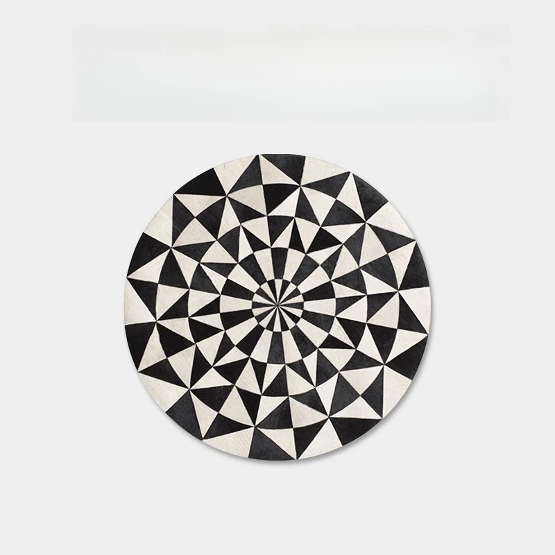 

Modern minimalist black and white plaid round carpet wool living room Italian minimalist home cloakroom bedroom