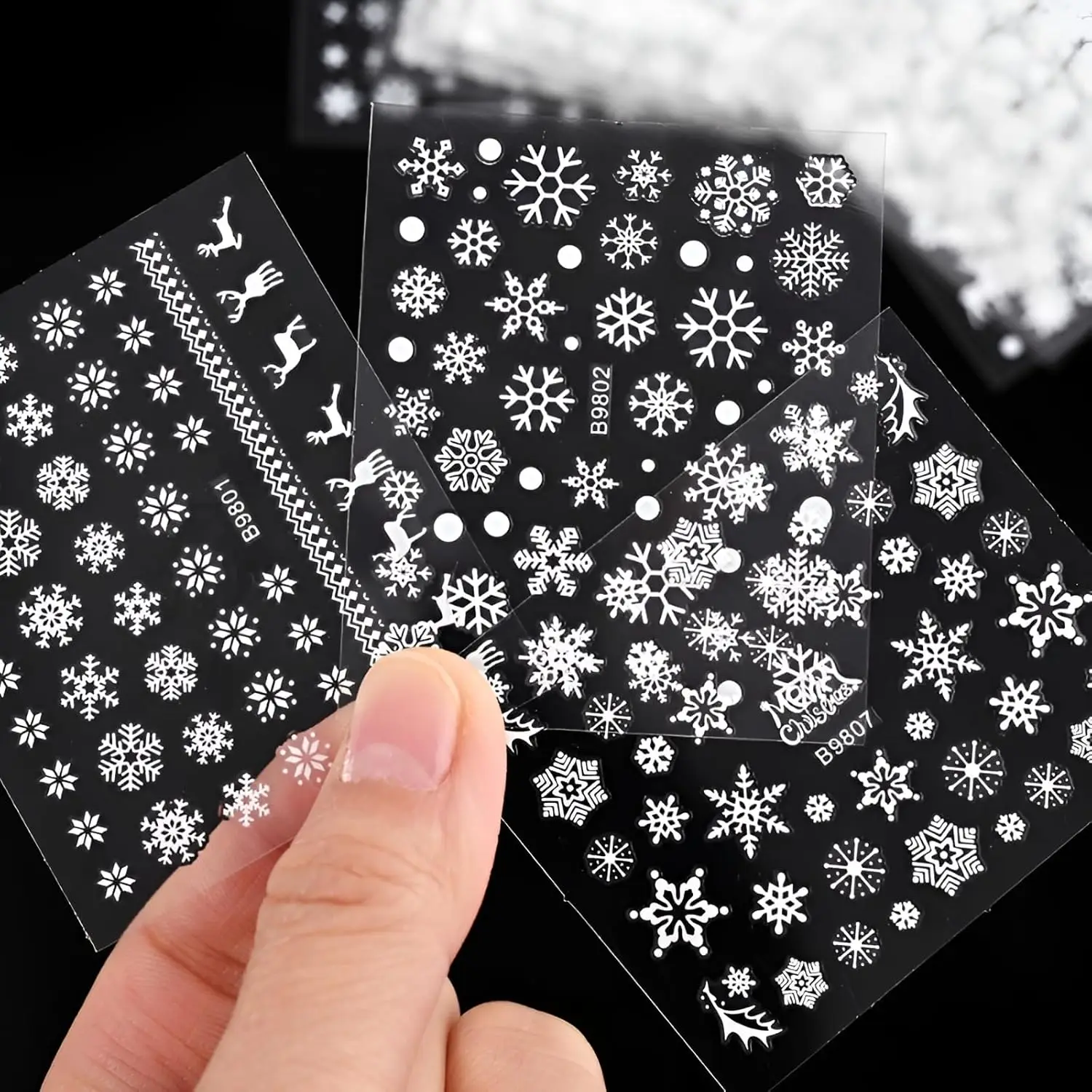 Autocollants 3D de noël pour les ongles, stickers autoadhésifs, motif flocon de neige, bonhomme de neige blanc, père noël, 30 feuilles