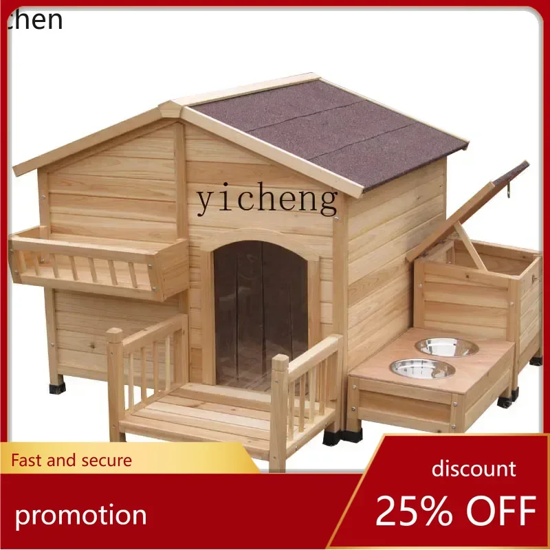 

YFY Dog House Large Golden Retriever Kennel Outdoor Pet Cage Large Dog Cage Wooden Outdoor Preservative Dog House Supplies