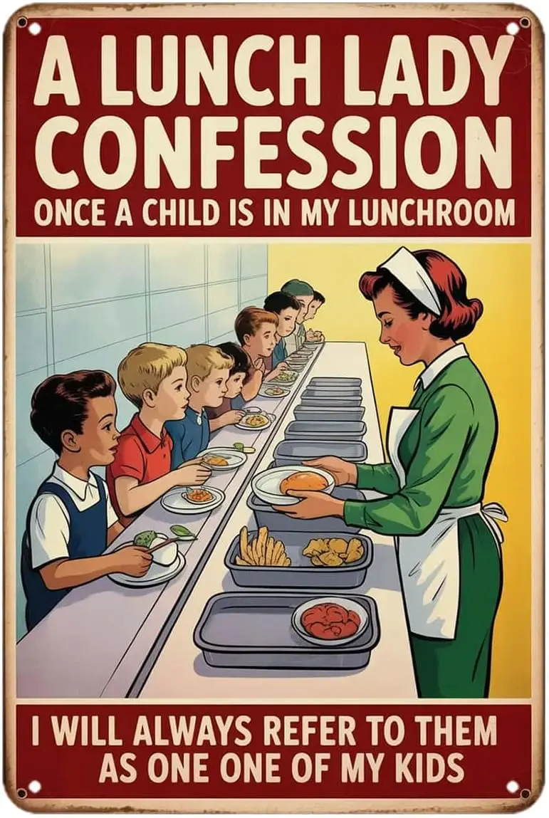 Lunch Lady Appreciation Tin Sign Funny School Cafeteria Quote Vintage Metal Signs Wall Decor for Kitchen Bar Cafe Bedroom Home P