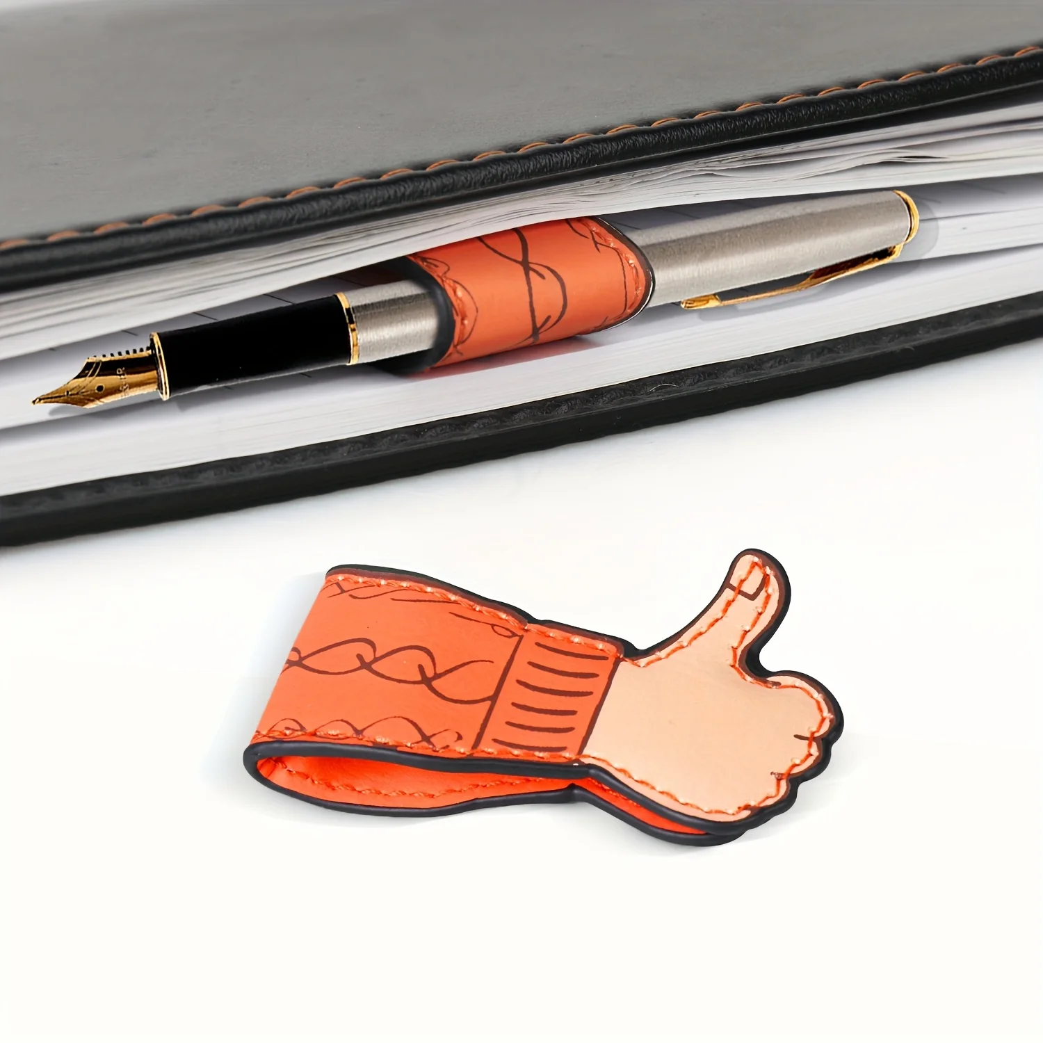 Magnetic Faux Leather Bookmark With Thumbs-Up Design, Vibrant Leather Page Marker, Student Office Stationery Clip For Reading