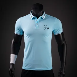 New Style Men's Golf Shirt Printed Double Sided Jacquard Lapel T Shirt Breathable Short Sleeve Streetwear Sports Clothing Tops