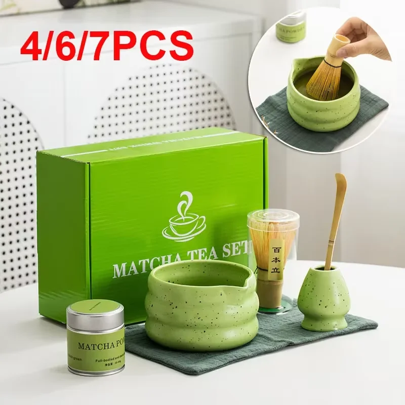 Batidor de té blanco Matcha, 4/6 Uds., 7 Uds., servicio de té, ceremonia japonesa, herramienta de té Chasen de bambú, cepillo de té, exquisito Kit Matcha para juego de té