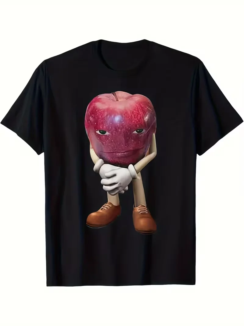 Camiseta divertida con meme de terror de Apple - Camiseta gráfica retro negra de comedia oscura con diseño de manzana roja, camiseta suave, regalo divertido para adultos