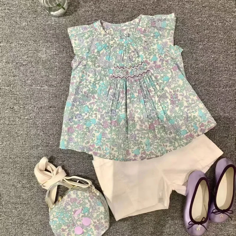 In Stock 2026 BP NEW Spring Summer Baby Girls party Dresses Floral Print Kids Clothes size 4-14years baby girl clothing
