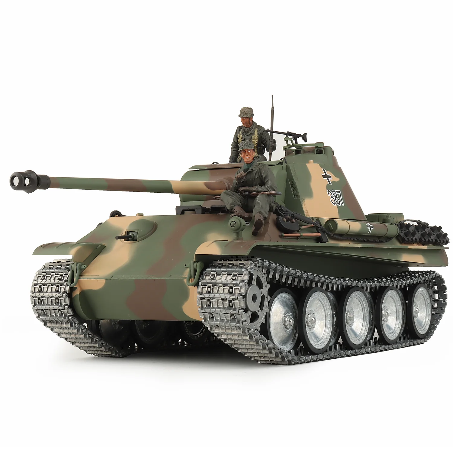 Heng Long rc tanks 1/16 Duitse Panther Type G tankmodel (metalen wegwiel & spoor- en pistoolkanaal) (360 graden roterende torentje)