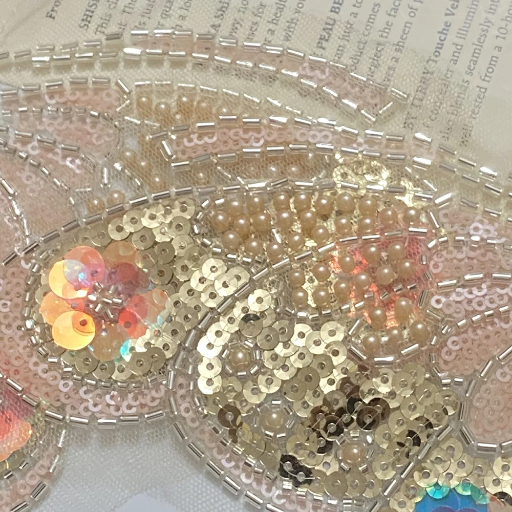 Fashion Beaded Sequin Embroidery Butterfly Lace Appliques For Wedding Dresses Rhinestone Applique Parches  ﻿
