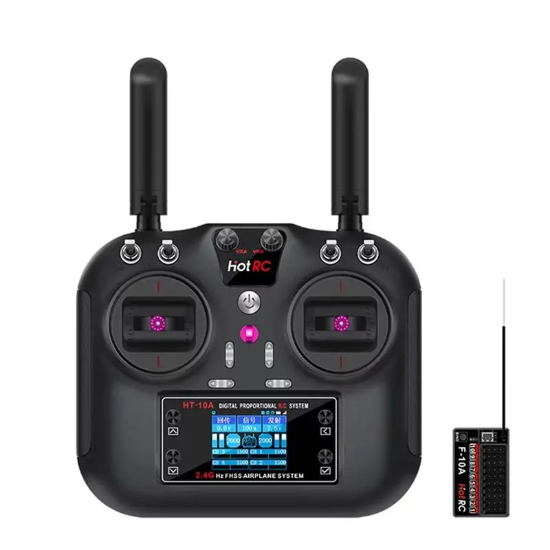 

FC-[IANC-AB01] HOTRC HT-10A 2.4Ghz 10CH Transmitter And F10A Receiver Combo For Multiple RC Devices Including Aircraft, Vehicles