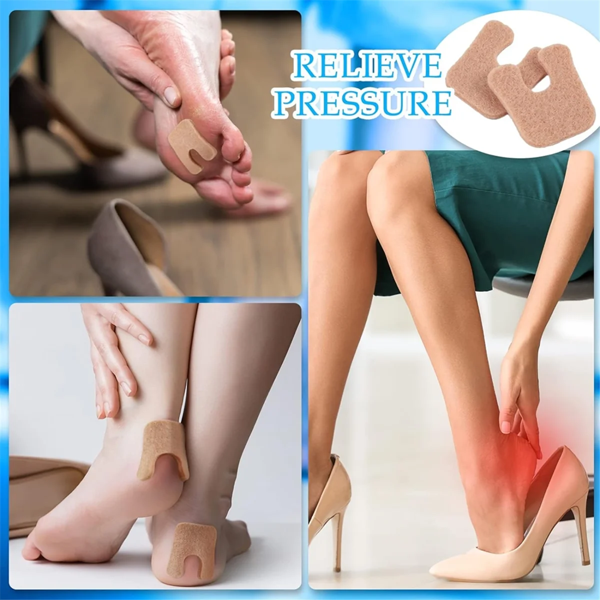 A71P 120 قطعة على شكل حرف U وسادات مسامير القدم وسادات مشط القدم لتخفيف الآلام وسادة القدم إبقاء مسامير القدم من وسادات الفرك #4