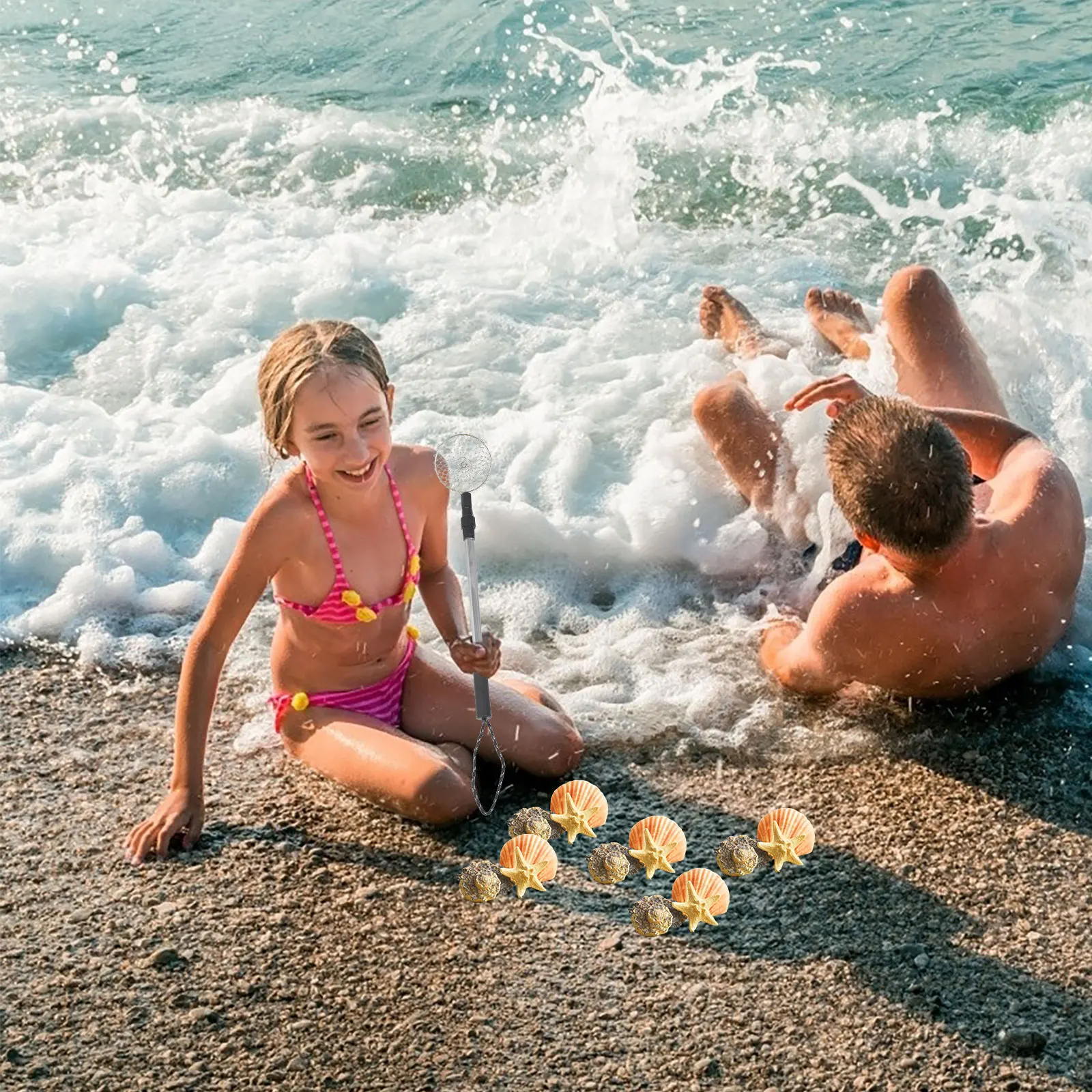 

1 комплект, прочная пляжная лопата, телескопический стержень, регулируемый совок для ракушек, камней, инструмент для фильтра для песка, пляжный сито