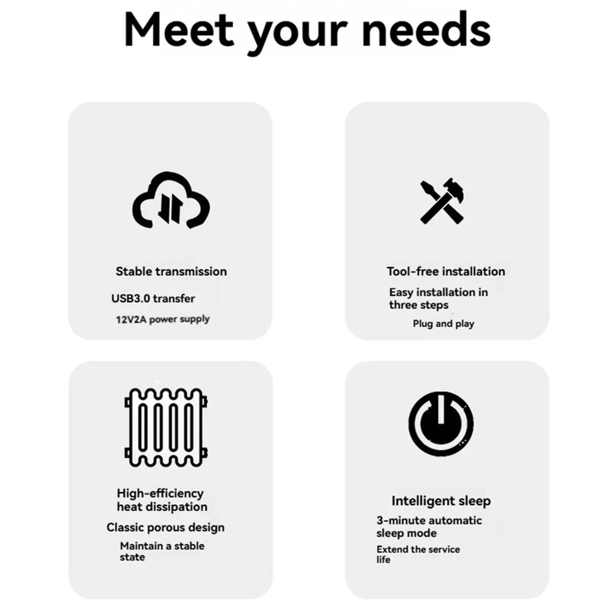 

Stable- 3.5 Inch Hard Drive Enclosure Case, USB 3.0 SATA HDD Case Up to 20TB with UASP 12V 2A Power Adapter US PLUG