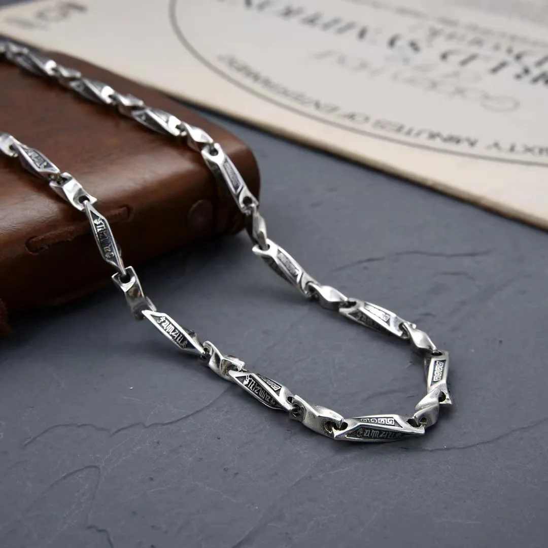 Factory Price S925 Sterling Silver Vintage Personalized Hip Hop Versatile Bold Trendy Mobius Bullwhip Chain Men's Necklace Gift view 3