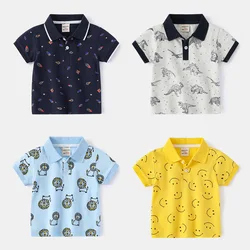 Boys Summer Polo T Shirts Animal Cartoon Printed Polos Tops Kids T-shirts for 1 2 3 4 5 6 7 Years Children's Clothes Kid Tees