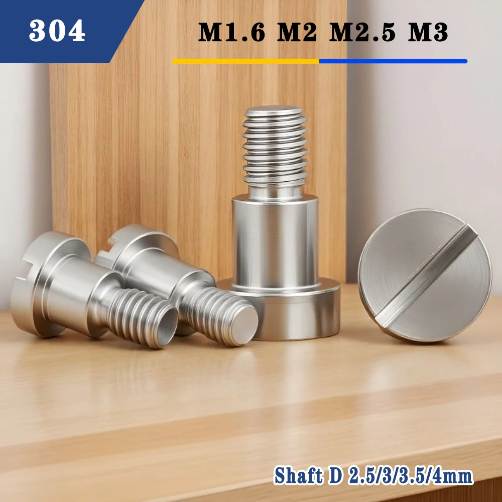 20Pcs 304 Stainless Steel Slotted Set Screws With Shoulder Step Screws Plug Limit Screws Cup Head Bearing Bolts M1.6 M2 M2.5 M3