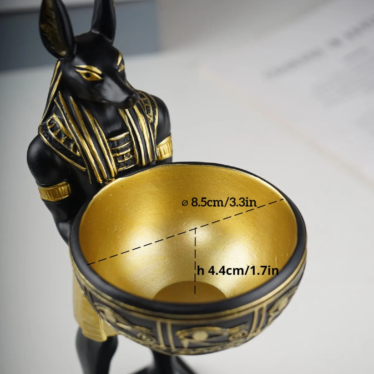 

25cm Anubis God Statue with Bowl Egyptian Sculpture Desktop Entry Decoration Key Candy Holder Resin Ornament Home Interior Decor
