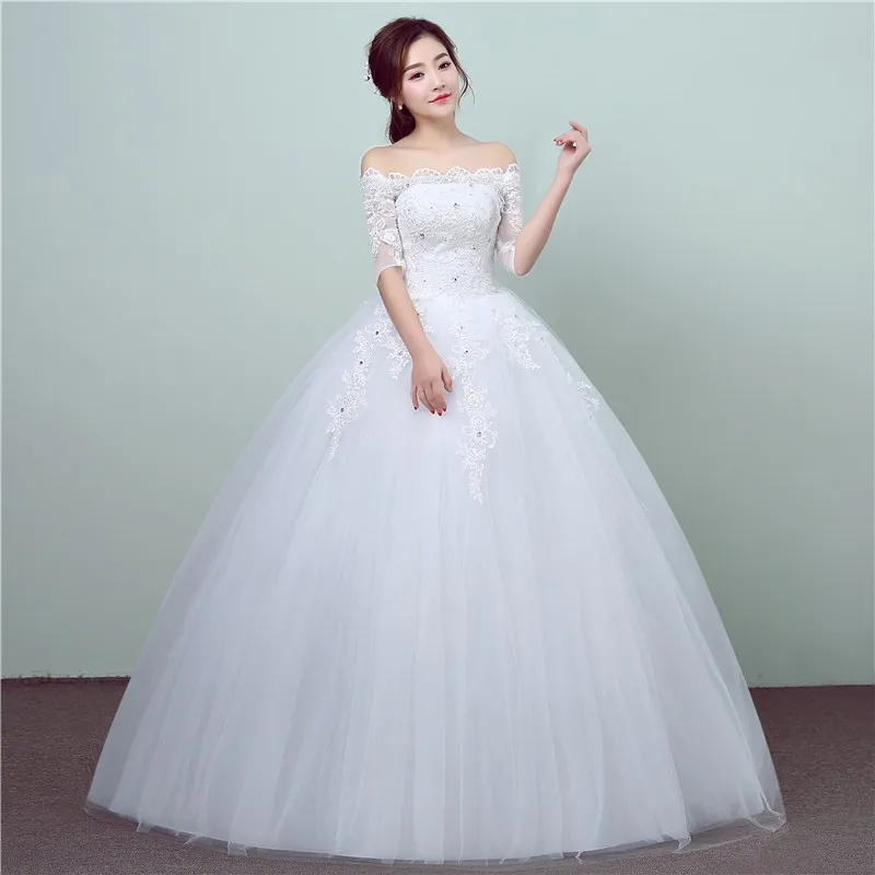 Moda simples vestido de casamento 2022 nova chegada primavera princesa rendas bordado meia manga china vestidos de noiva