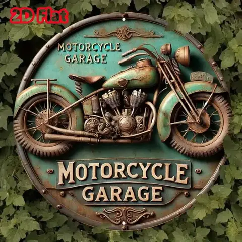 2D Vintage Round Aluminum Sign - Retro Metal Tin Sign - Motorcycle Rustic Metal Wall Art ,Room Decor Gift For Motorcycle