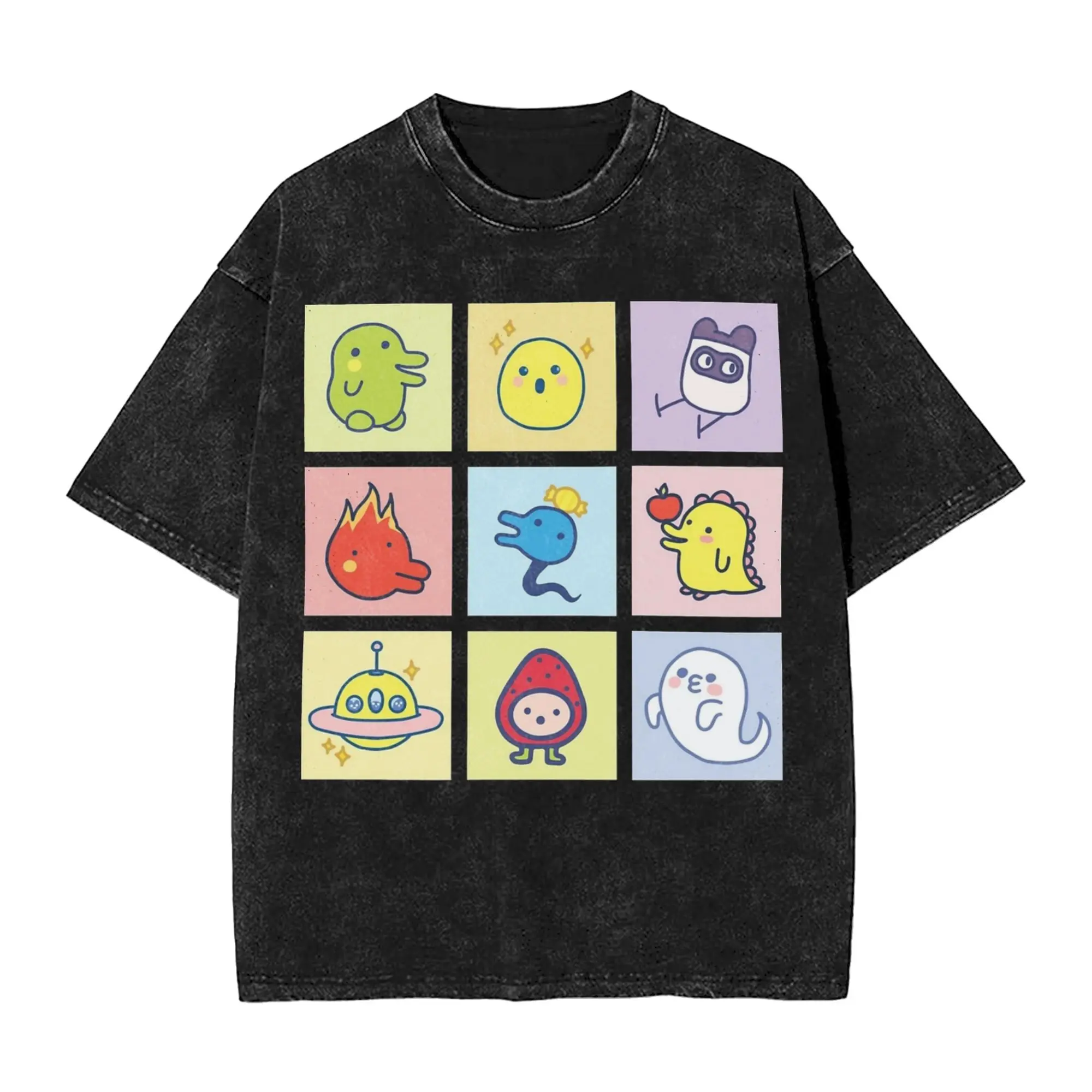 

Men Women Vintage Washed T-shirts T-Tamagotchis Y2K Digital Pet Print T Shirt Apparel Oversize Tees