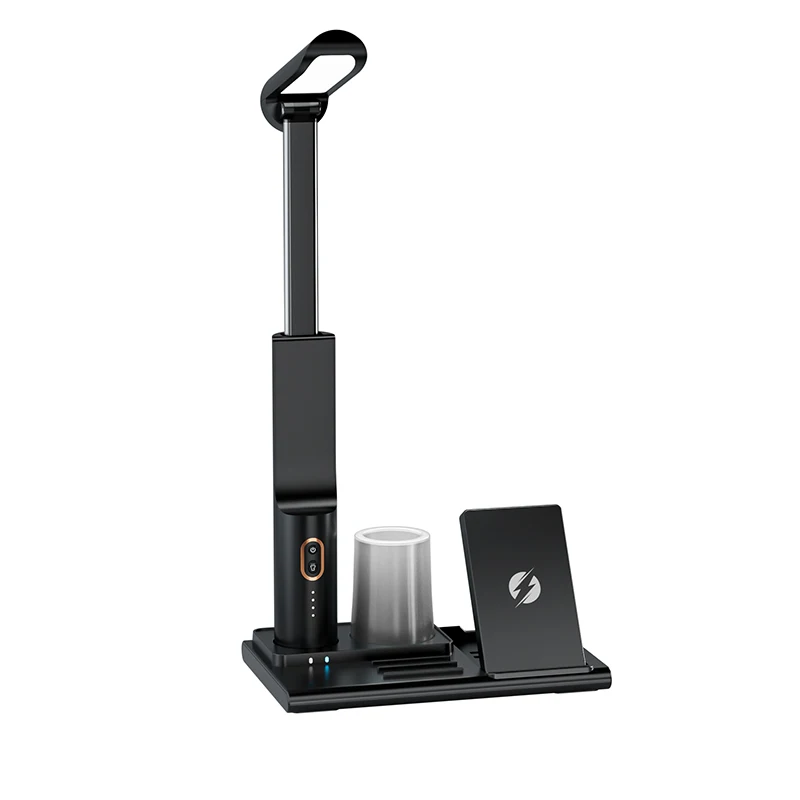 

Desktop Light Emitting Diode Light Wireless Charger Station with Pen Container 15w Fast Charging Mobile Phone Wireless