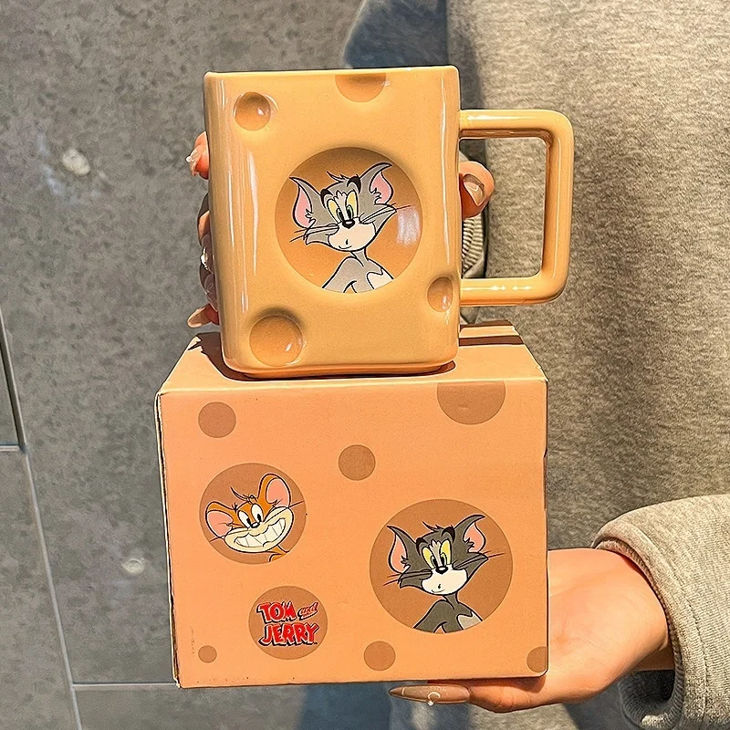 أنيمي 450 مللي توم وجيري السيراميك الجبن القدح لطيف طالب موضة كوب حليب فتاة مكتب الكرتون فنجان القهوة مع صندوق ألوان جديد #4