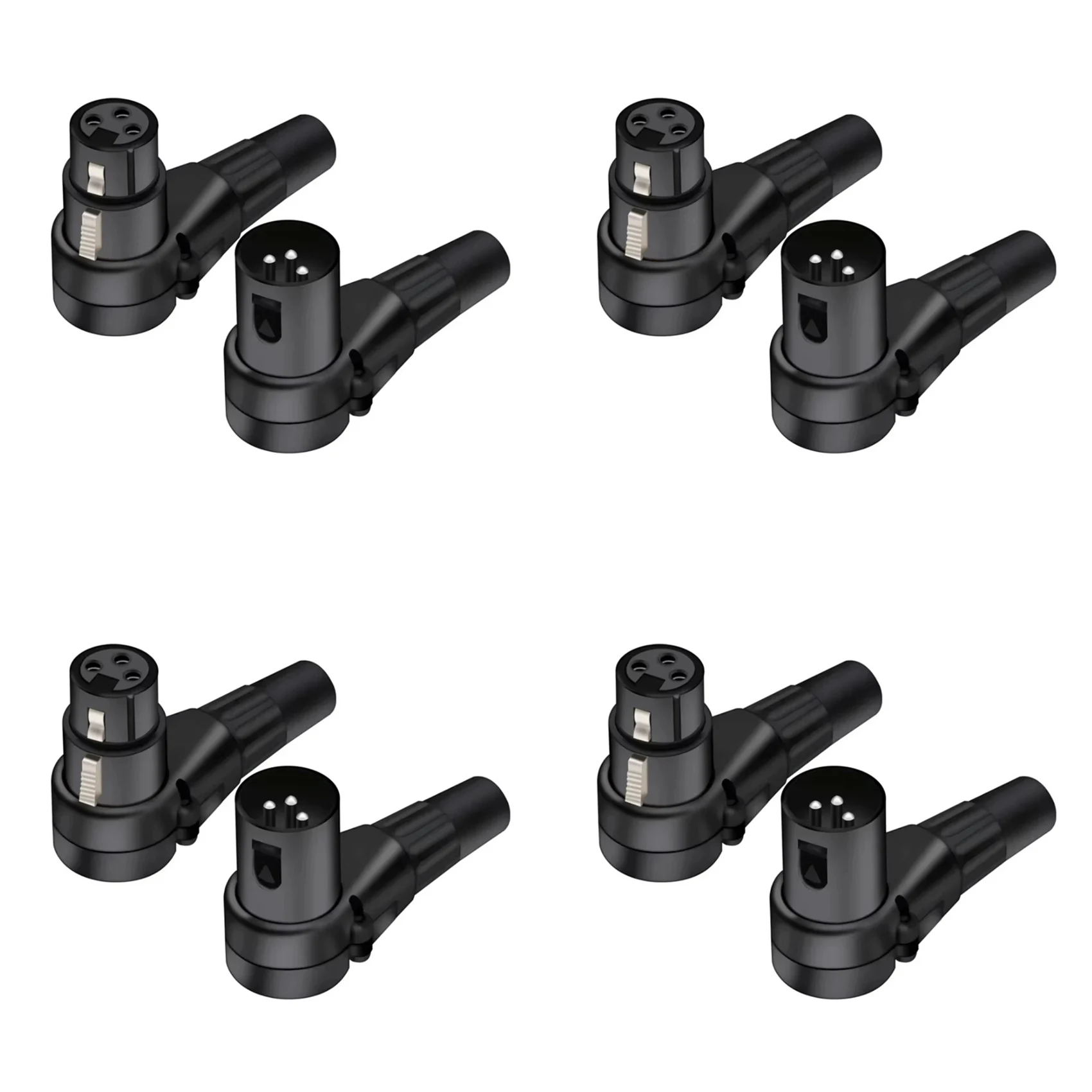DT39 4X 3 Pin Right Angle XLR Connector Male Female, 90 Degree Microphone Plug Audio Cable, Metal Audio Jack for Amplifier
