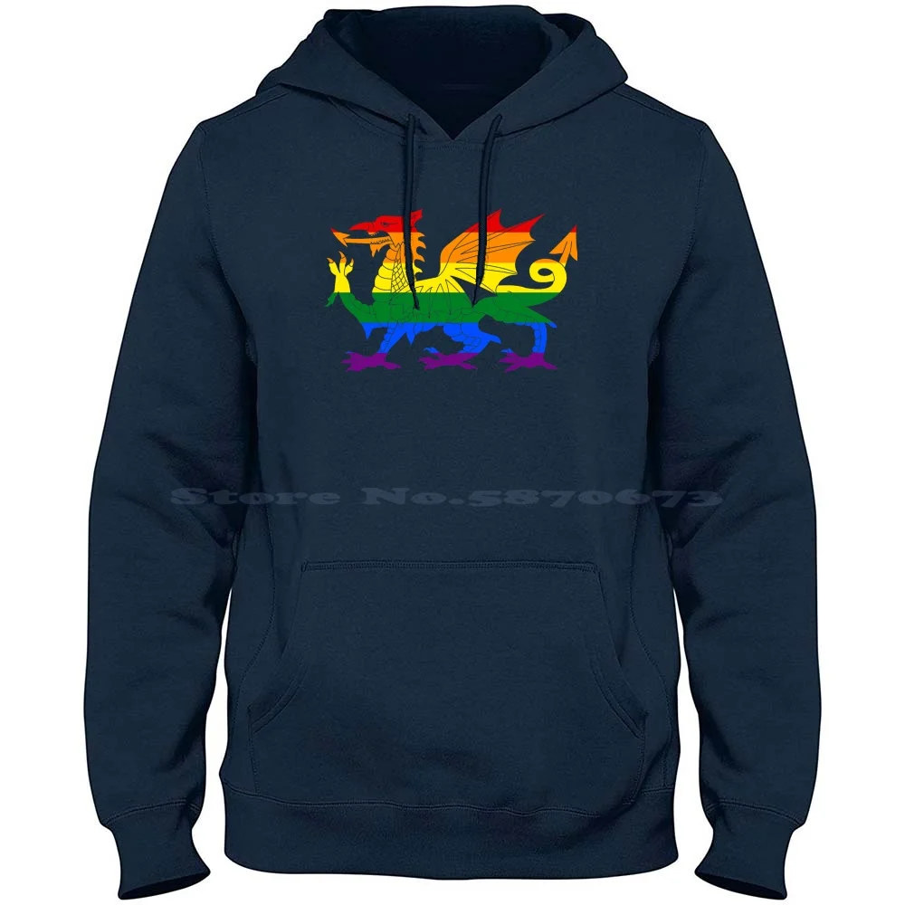 Welsh Pride Rainbow Dragon 100% Cotton Hoodie T Shirt Wales Welsh Flag Dragon Rainbow Pride Gay Lesbian Lgbtqia Cymru