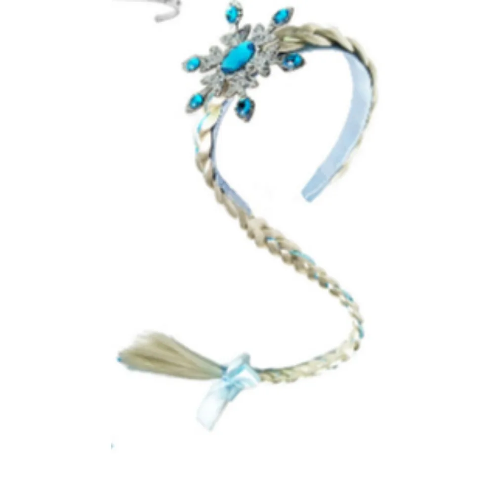 مجموعة إكسسوارات فستان الأميرة الزرقاء ، شعر مستعار ، تاج ، عصا سحرية ، قلادة ، قفازات ، 5 *