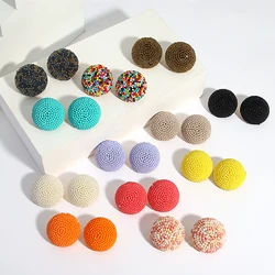 Lifefontier Vintage Multicolor Beaded Round Stud Earrings For Women Bohemia Handmade Circle Statement Jewelry Wholesale 2023