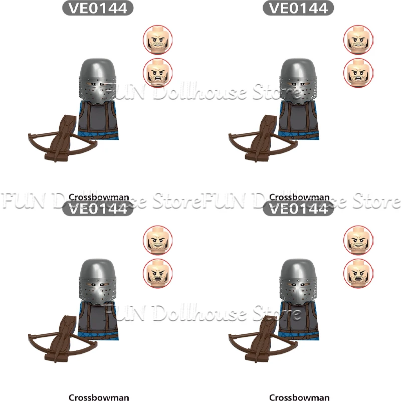 Mittelalterliche Militärarmbrust Miliz Lancer Rüstung Soldat Figur Baustein Schloss Ritter Bogenschütze Krieger Schild DIY Ziegel Spielzeug