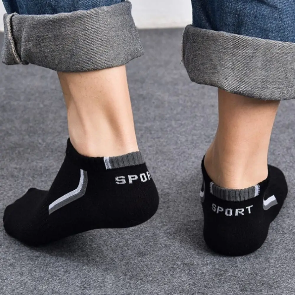 

5Pairs Comfortable Letters Men's Mid-calf Socks Non-slip Hosiery Men Tube Socks Breathable Simple Sports Ankle Sock Female