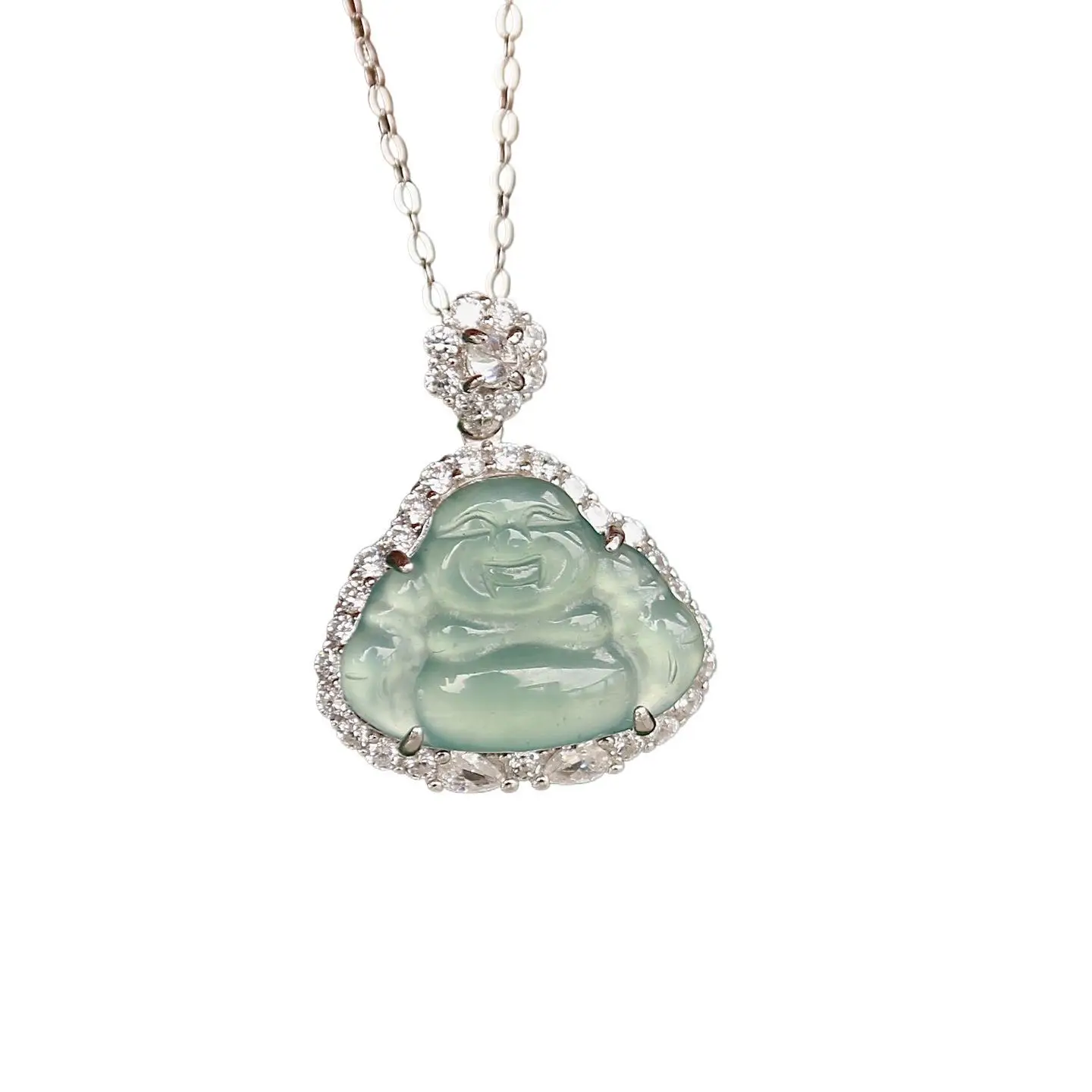 قلادة من اليشم الطبيعي من الدرجة الأولى مع سلسلة من الفضة الإسترلينية عيار 925 للرجال والنساء، مجوهرات فاخرة عصرية بلون الماء... #3