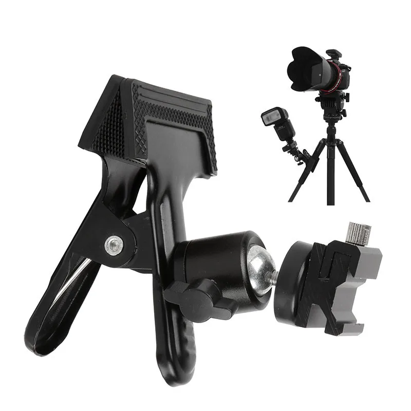 Photo Studio Photography Backdrop Clamp Tripod Ball Head + Hot Shoe Adapter Flash Light Stand for 580EX II 600EX SB800 SB910