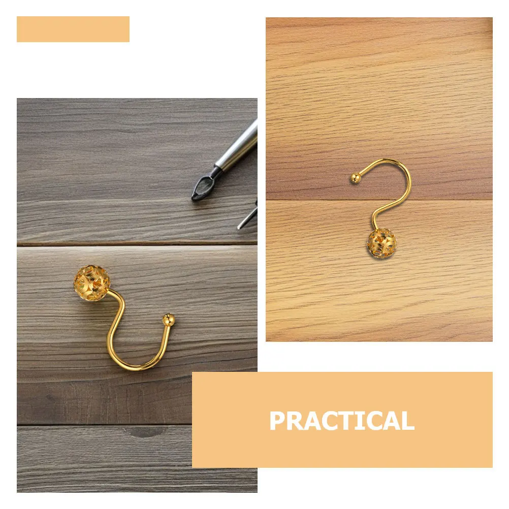 24 قطعة من خطافات ستائر الدش الذهبية بتصميم كرة دوارة معدنية انزلاق سلس لديكور الحمام في المزرعة طراز ريفي عتيق