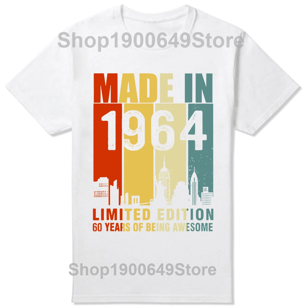 Made in 1964 Limited Edition 60 Years Of Being Awesome Tee Tops Round Neck Short-Sleeve Fashion Tshirt Casual Basic T-shirts