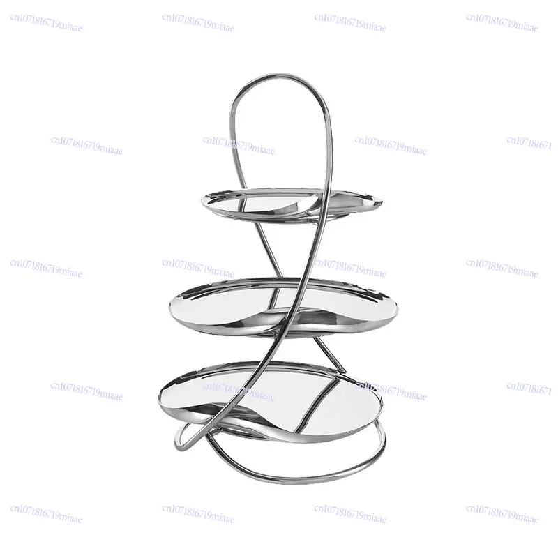 

European stainless steel three-layer dessert rack light luxury food cake display rack