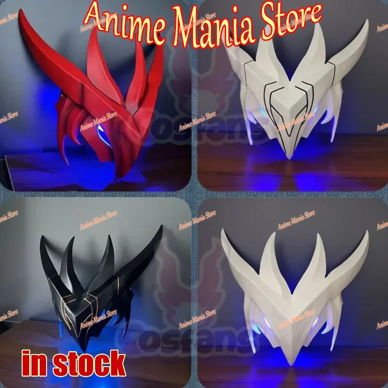 

Hot Sale Yone Legends Cosplay Mask Resin Full Face Mask LED Light Halloween Carnival Party Costume Role Play Game LOL Props